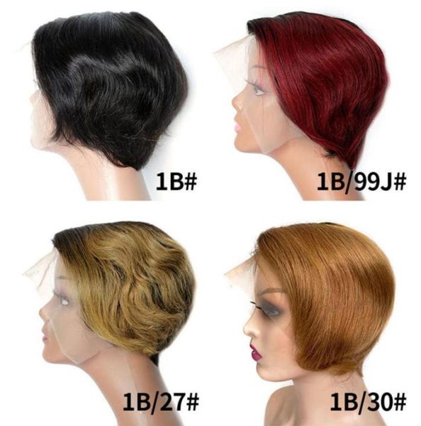 Partie latérale courte Bob Frontal Fermeure Wigless Wig 150 Pixie Coup Natural Human Heuvien Vierge Vierge droite Perruques avant pour BL1426249