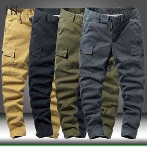 Bolsillos laterales Cargo Harem Joggers Pantalones Hombres Hip Hop Casual Streetwear Pantalones de chándal Hombre Multi-bolsillo Algodón Jogger Pantalones H1223