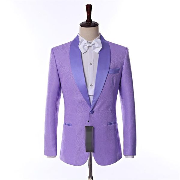 Côté Vent Un Bouton Violet Clair Paisley Marié Tuxedos Châle Revers Garçons D'honneur Hommes Costumes De Fête De Mariage Veste Pantalon Gilet Cravate K17319z