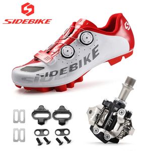 Sidebike MTB fietsschoenen Nylon Zool Ademend zelfsluitende fietsschoenen Mannen Mountainbike Sneaker wit zwart kleur 240312