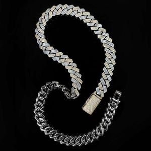 Sier/14k goud 6 mm/12 mm/13 mm VVS D kleur Handset Iced Moissanite Prong Hip Hop Cuban Link Chain Custom Necklace