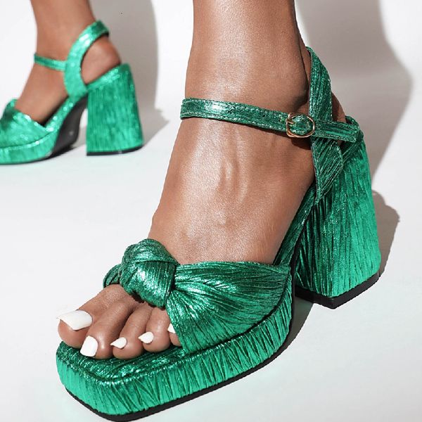 Sier 418 Green Women Sandals Plateforme d'été sexy High Peep Toe Pink Talons Party Dance Chaussures Ladies Brand 230807 B