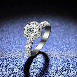 Sier 925 sterling ring mo a chanté diamant six claw femelle ringard de mode première neige bijoux tiktok en direct diffusion
