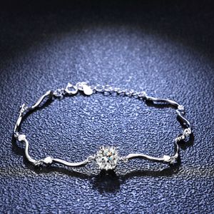 Sier Bracelet 925 Mosang Stone Snowflake Simple Womens Handicraft Ripple Asymmetric Live Broadcast