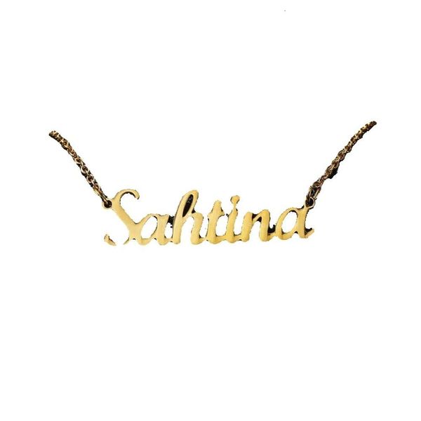 Colgante T de color Sier, nombre de oro personalizado T, collar con placa de identificación cursiva personalizada, regalo de cumpleaños hecho a mano para mujeres, placa Ized GG i