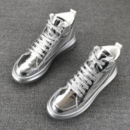 Sier Designer Nieuwe Mens Gold High Tops Platform Casual schoenen Flats Male rock prom Sports sneakers Loafers Zapatos HOMBRE