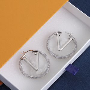 Sier Diamond Earrings Designer voor vrouwen Diamond Big Jewelry Hoop Earrings Hoge kwaliteit