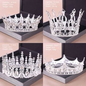 Sier Fashion Tiara and Crowns Crystal Queen Princess Diadeem Bridal Round Crown Jewelry for Wedding Women Hair Accessories T200110