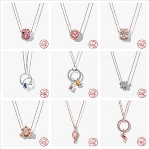 Sier Flamingo Cat Zirkon kralen Cobblestone Bling Charm Hang ketting Dames Merk Originele kabelketen Ketting Diy sieraden