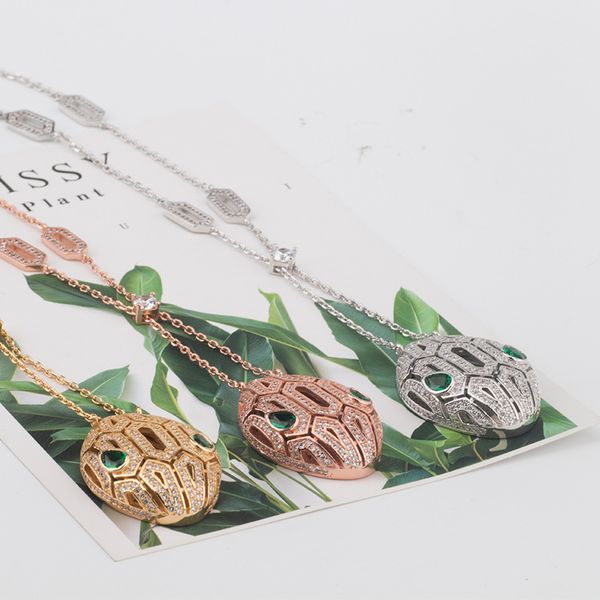Sier Gold Chain Snake Diamond Pendants Colliers longs pour femmes Trendy Mom Set Animal Designer Jewelry Party Christmas Wedding Cadeaux Girl Engagement
