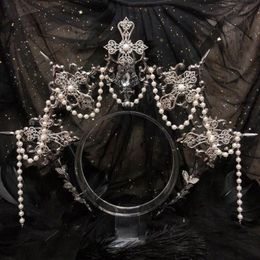 Sier Gothic KC Halo Crown kopstuk Lolita Sun Goddess Queen Barokke Tiara Halloween Hoofdband Haaraccessoires