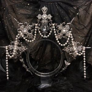 Sier gothic kc halo couronne casque lolita Sun Goddess Queen baroque tiara halloween bandband accessoires