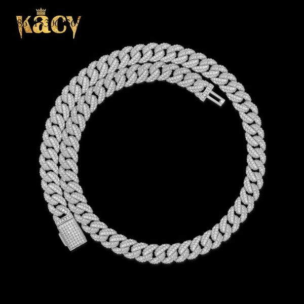 Sier Hip Hop 10 mm de laboratorio de diamantes de diamante de oro blanco collar de la cadena cubana de miami chapada en miami para hombres rockeros