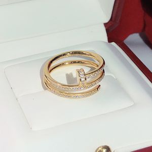 Sier Hot Brands Screw Fashion Nails Gold Rings Women Multi Ring Punk voor beste cadeau superieure kwaliteit sieraden drie cirkelring