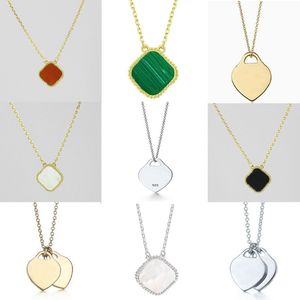 Sier ketting ketting dames klaver sieraden ontwerper hanger kettingen rosé goud dubbele hart aangepaste ketens sieraden voor feestcadeau gratis verzending