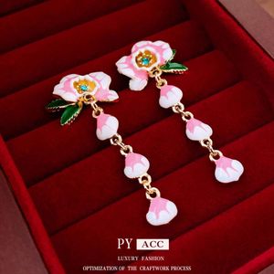 Sier naald, wateroliedruppels, bloem kwast gepersonaliseerd, fris, zoete, elegante Koreaanse Instagram -stijl oorbellen, vrouw