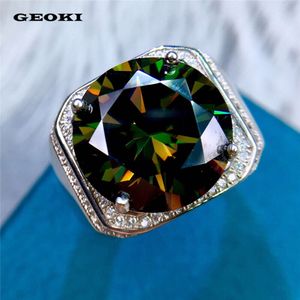 Sier Original taille brillant 13 diamant Test passé vert Moissanite bague de mariage hommes grande émeraude pierres précieuses bijoux