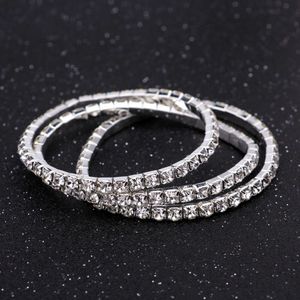 Sier vergulde geometrische kristal Rhinestone elastische metalen kubieke zirkoon diamanten bedelarmband voor vrouwen
