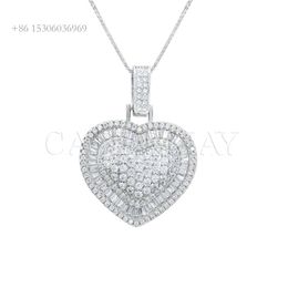 Sier vergulde glanzende damessieraden VVS Moissanite volledige diamanten hart hanger ketting