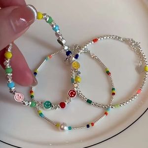 Sier regenboog gebroken glimlachende gezicht kralen armband veelzijdig zoet voor vrouwelijke menigte gelaagde en unieke nieuwe accessoires