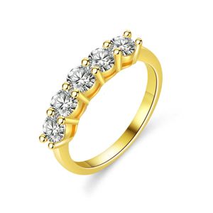 Sier Ring S925 Mosang Stone 5 étoiles sept étoiles Row Rague Femelle Précision plaquée 14K bijoux