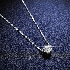 Sier S925 Sterling Chain 1 Mosan Diamond Collier Fashion Classic Classic Snowflake Sier Pendant Clicule Chaîne Live Broadcast