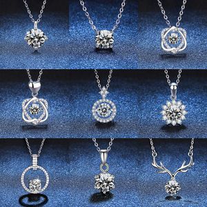 Sier S925 Sterling Moissanite 1 Clicule Chaîne Classic One Deer a votre Collier Moisanite Smart Four Claw Six Smart