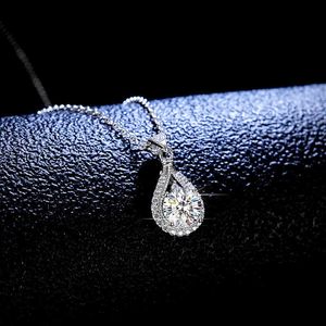 Sier S925 Sterling Pendant 1 Collier Moisanite Fashion Fashion Fashion Parled Droplet Sier Pendant Active