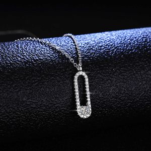 Sier S925 Sterling Pendant Mosang Stone Ins Collier Pin de femme Collier Sier Pendant Collar Collar Chain Live Broadcast