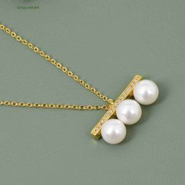 Sier Shi – collier en métal, préservation de la couleur, galvanoplastie, équilibre en bois, Micro incrusté de Zircon 5a, perle blanche australienne