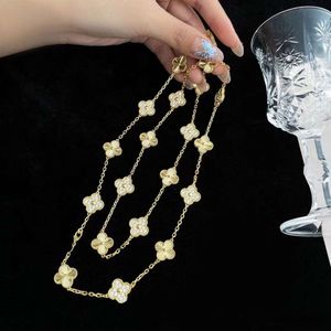 Sier Stylist Designer Gold Copled Plated Clover Pendant Colliers Femles Girls Brand 20 fleurs Feule longue chaîne Elegant Winter Sweater Collier Collier Bijoux