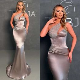 Sier Sweetheart Elegant Gray Mermaid Beads Evening Taille Pleats Formele Party prom jurk lange jurken voor speciale ocn es