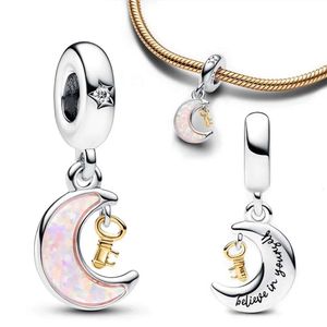 Sier – breloque à perles bicolores, clé de lune, adaptée au Bracelet Original, pendentif, perles pour femmes, bijoux fins, cadeau