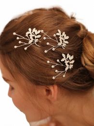 Sier Bruiloft Haarspelden 3PCS Vrouwen Haar Decoratis Romantische Leuke Bruids Headdres Parels Chic Haarspeldjes Accories O1MQ #