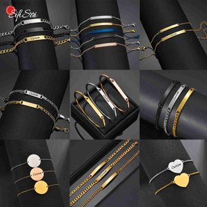 Sifisrri Gepersonaliseerde Graveren Naam Brief Armband Voor Vrouwen Mannen Rvs Verstelbare Armbanden Jongen Meisje Familie Sieraden Gift L230620