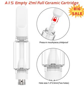 Sigaratte Elettroniche A16 Chariots entièrement en céramique Ampoule Pyrex Cartouche de verre gras 2,0 ml Atomiseur d'huile de vape Diamètre 10,5 mm pour 510 piles elfbar el bar UK USA EU Market