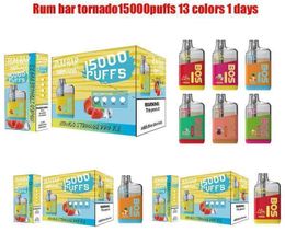 sigarette usa e getta vape jetable 100% barre de rhum 15000 bouffées cigarettes électroniques 650mah 22ml dispositif prérempli vapes bouffée jetable autorisé 13 saveurs anglais