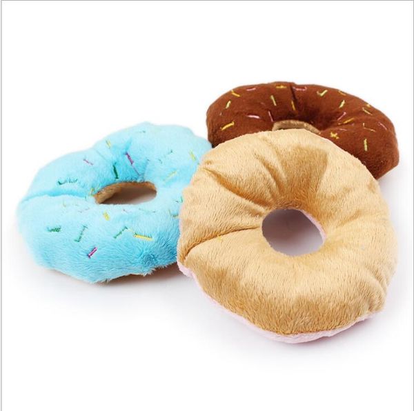 Sightly Lovely Pet Dog Puppy Cat Squeaker Quack Sound Toy Chew Donut ring pets puppy cat Play sound Toys
