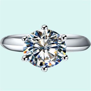 Bagues de grappe Sightly Test Positive 3Ct 9.0mm D-E Lab-Grown Moissanite Diamond Ring 925 Sterling Silver Engagement Female1