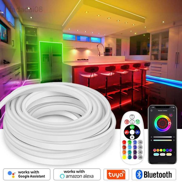 Sign 220V RGB Dimmable Smart Flexible Tape IP67 LED Neon Strip Light SMD 5050 Télécommande Bluetooth Tuya WiFi Commande vocale HKD230706