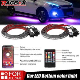 Teken 4x Auto Underglow Flexibele Afstandsbediening/APP Controle RGB LED Strip Onder Auto Chassis Buis Underbody Systeem Neon licht HKD230706