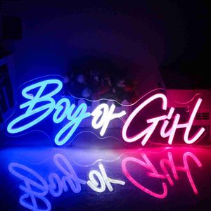 Signe garçon ou fille LED acrylique fête de mariage Bar magasin de vêtements décoration couleur lampe tenture murale lettre néon veilleuse HKD230706