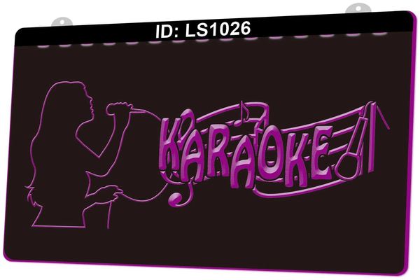 Signe LS1026 Karaoke Singing Lady Bar 3D Gravure LED Signe de vente en gros