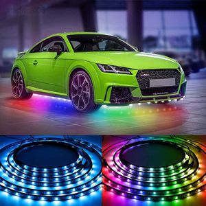 Sign Neon Car Underglow Bottom APP Remote Sound Control RGB Flexible LED Underbody Strip Light Auto Lampe d'ambiance décorative HKD230706