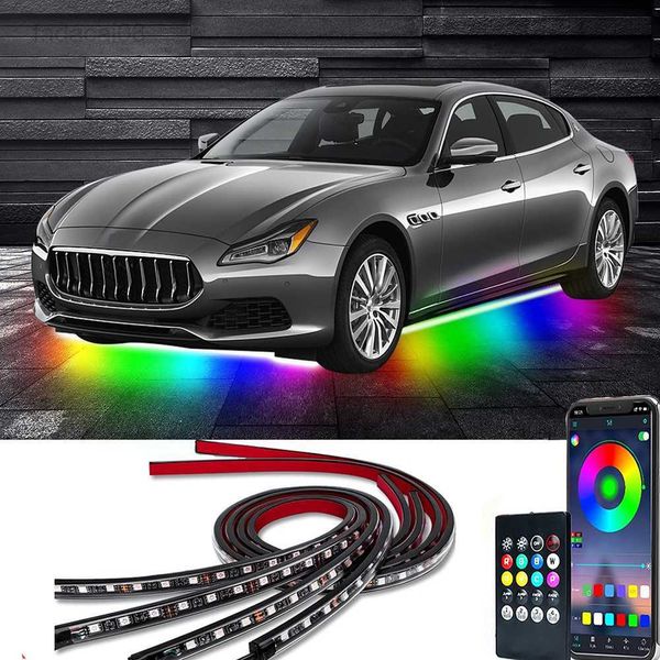 Letrero de neón RGB Underglow Parte inferior Control remoto / APLICACIÓN Tira de LED impermeable flexible Luz de la parte inferior del coche Lámpara decorativa HKD230706