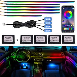 Sign Universal Acrylic Neon LED Car Interior Ambient Lights APP Strip Light Guide Fiber Optic RGB Auto Decoration Atmosphere Lamp HKD230706