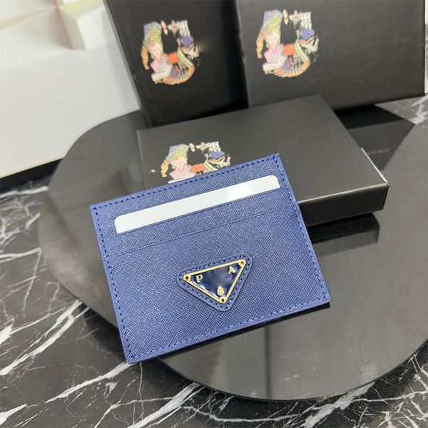 SIGNATURE CARD CASE Nuevo porta pasaporte para mujer Monedero de lujo Mini billetera de moda Titular de la tarjeta de crédito Cartera larga Clip de dinero ultrafino Compacto Azul