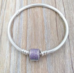 Bracciale con chiusura firmata Fancy Purk Cz autentico argento sterling 925 adatto a gioielli in stile europeo con perline Andy Jewel 590723CFP8391045