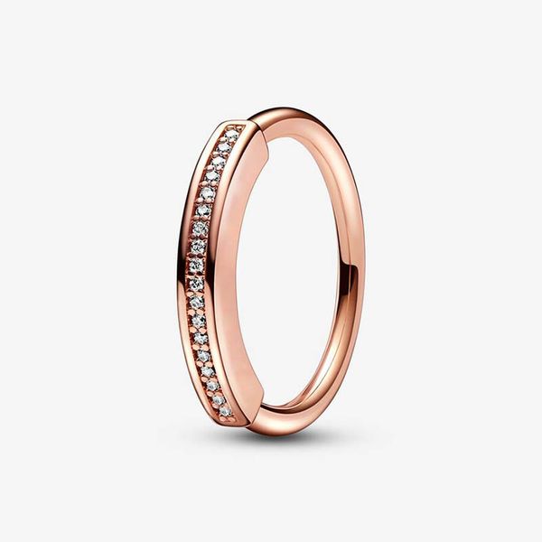 Signature I-D Pave Ring pour Pandora 18K Rose Gold Party Rings bijoux de créateurs pour femmes hommes cristal diamant 100% 925 argent bague de couple avec boîte d'origine