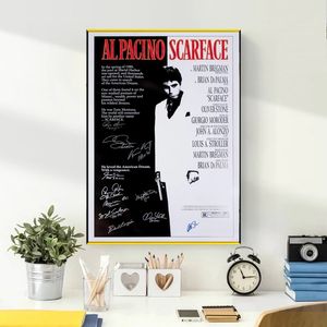 Signature Movie Scarface Painting Poster Print Decorative Wall Pictures For Living Room No Frame Home Decoration Accessories Frameless